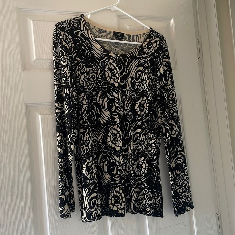 Black and white Talbots button down cardigan